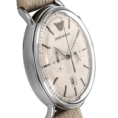 Emporio Armani Aviator Chronograph Quartz Grey Dial Beige Leather Strap Watch For Men - AR11107 - Image 4
